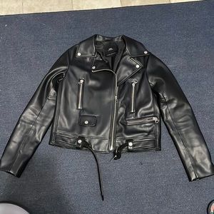 This is a Medium Zara leather jacket.